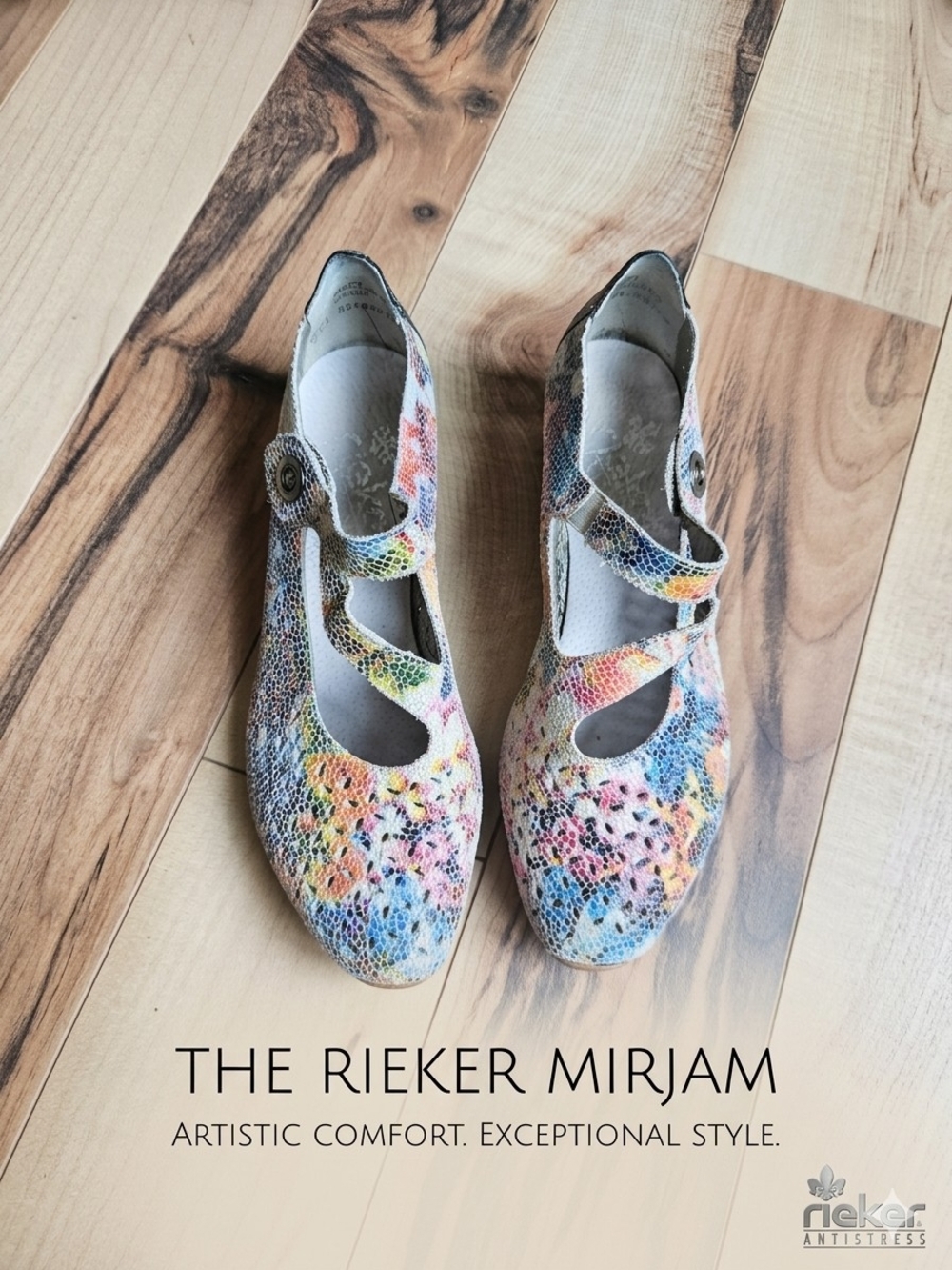 Rieker Women's Multi-Color Floral Mary Jane Flats